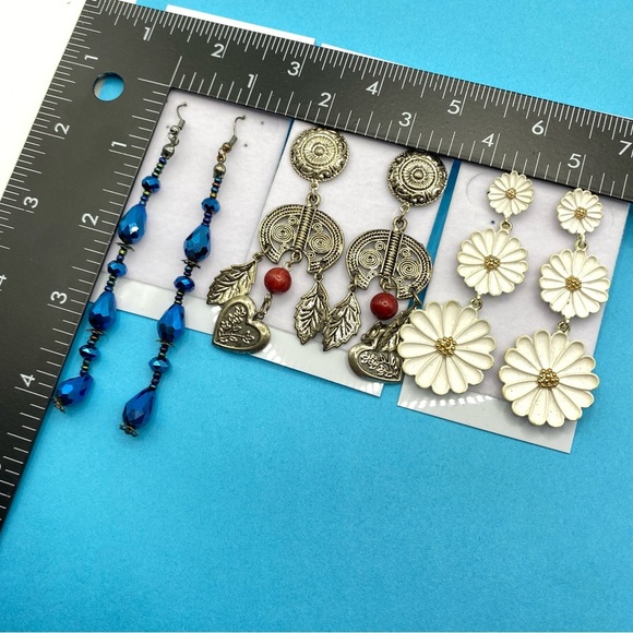 Long Dangle Pierced Earrings Bundle of Three Pairs - Picture 5 of 6